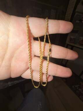 14K Yellow Gold pvd plated 2.5mm Rope Chain 21 inch